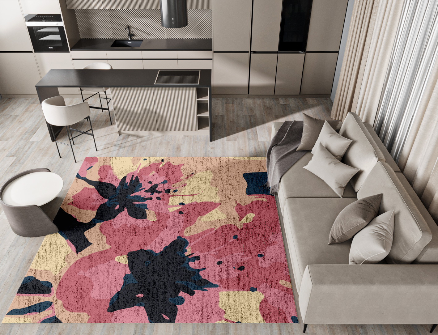 Diandra Floral Square Hand Knotted Bamboo Silk Custom Rug by Rug Artisan