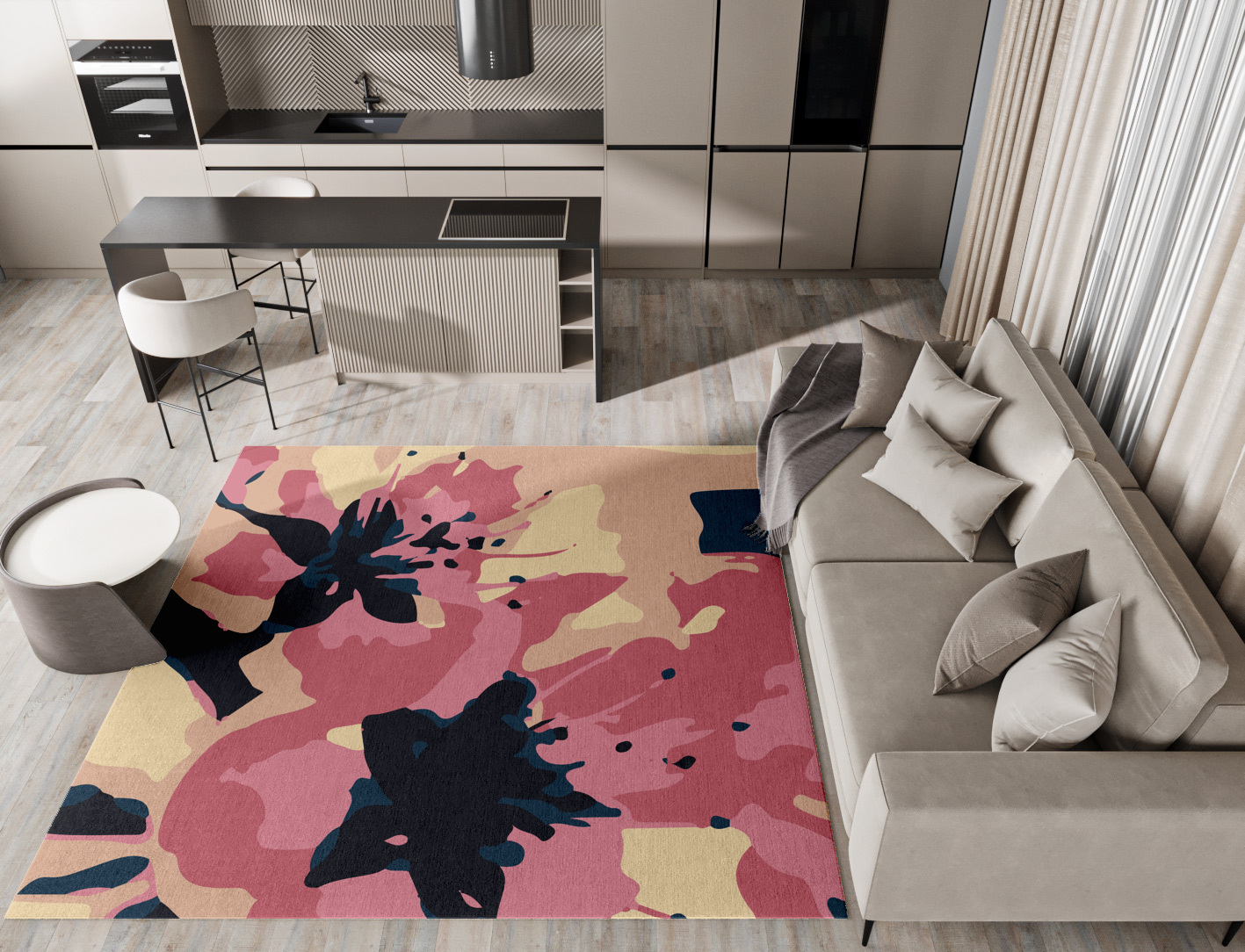 Diandra Floral Square Hand Knotted Tibetan Wool Custom Rug by Rug Artisan