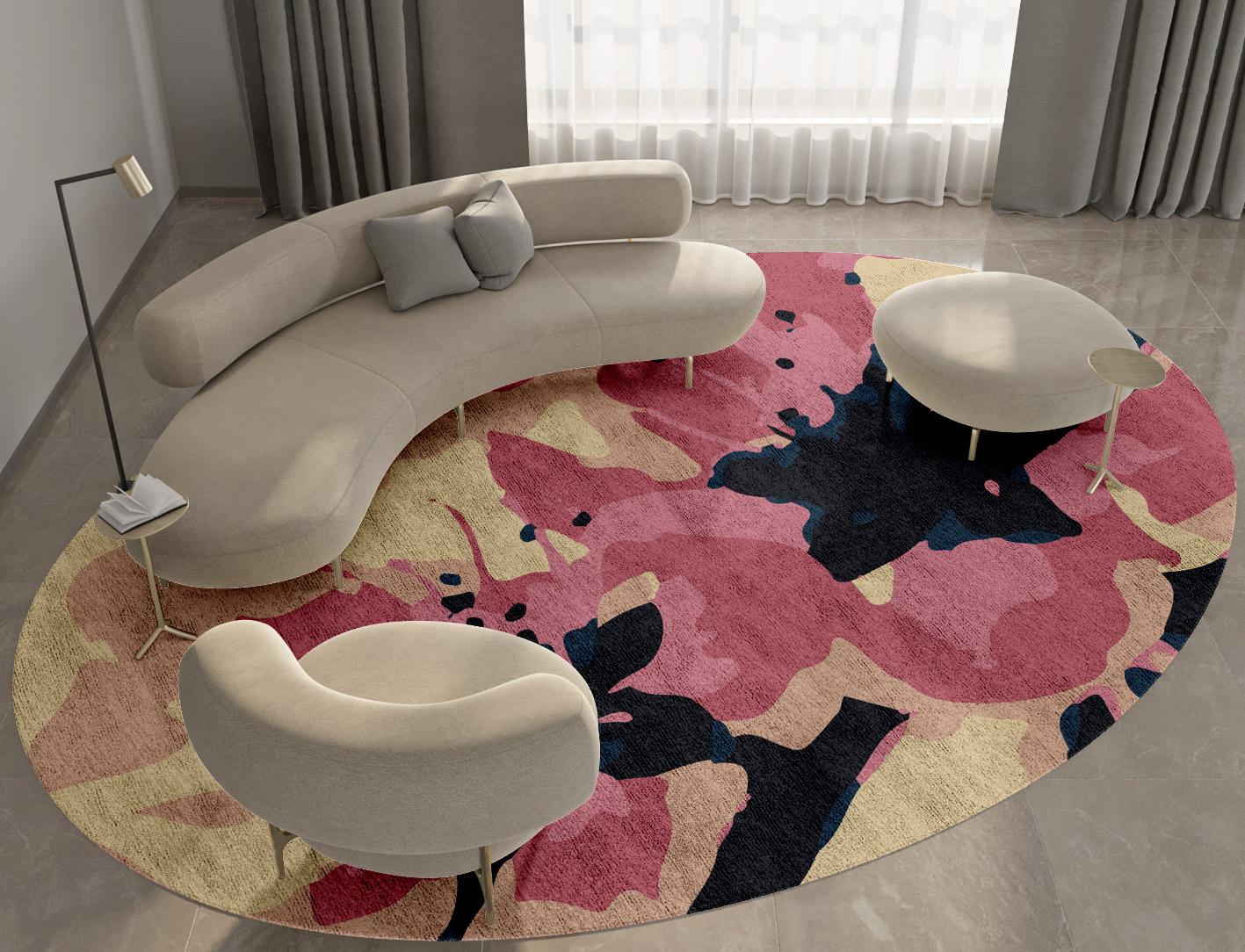 Diandra Floral Oval Hand Tufted Bamboo Silk Custom Rug by Rug Artisan