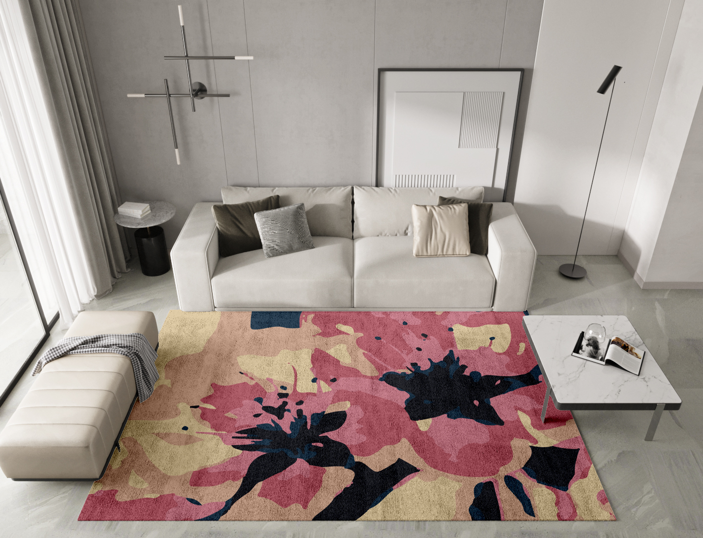 Diandra Floral Rectangle Hand Tufted Bamboo Silk Custom Rug by Rug Artisan
