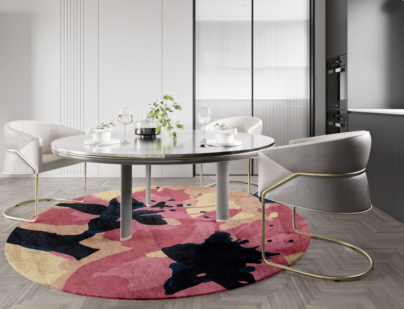 Diandra Floral Round Hand Tufted Bamboo Silk Custom Rug by Rug Artisan