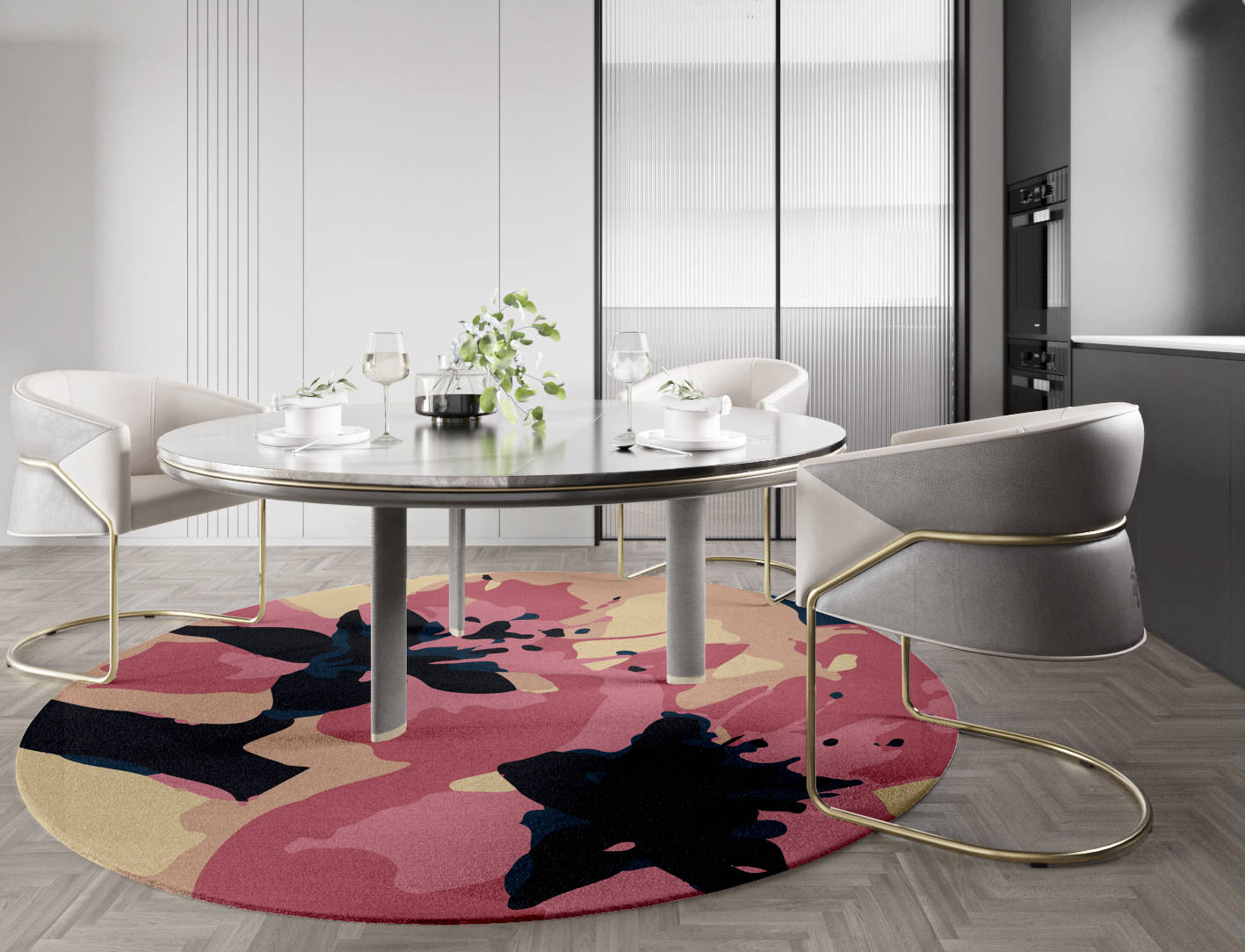 Diandra Floral Round Hand Tufted Pure Wool Custom Rug by Rug Artisan