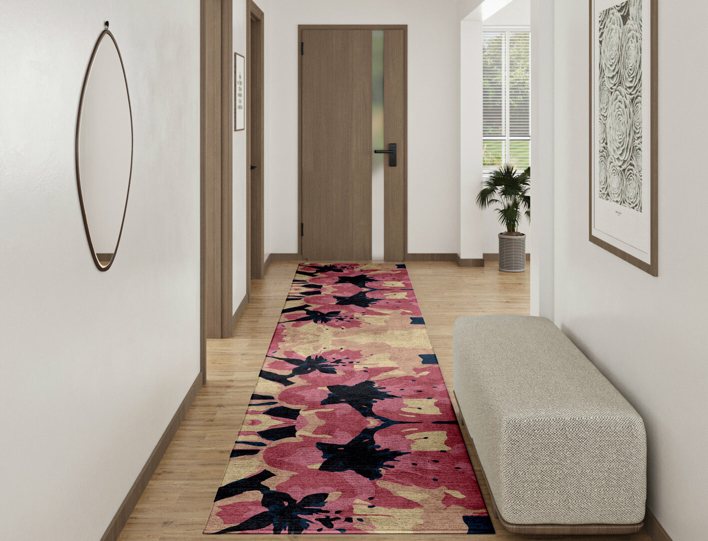 Diandra Floral Runner Hand Tufted Bamboo Silk Custom Rug by Rug Artisan