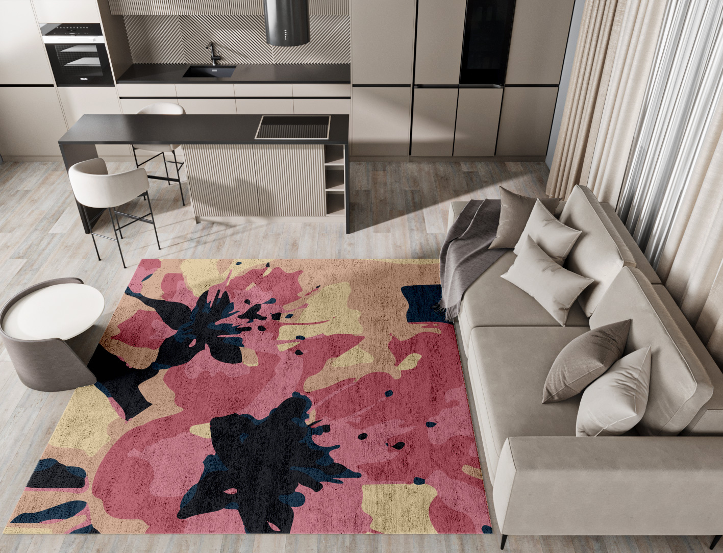 Diandra Floral Square Hand Tufted Bamboo Silk Custom Rug by Rug Artisan