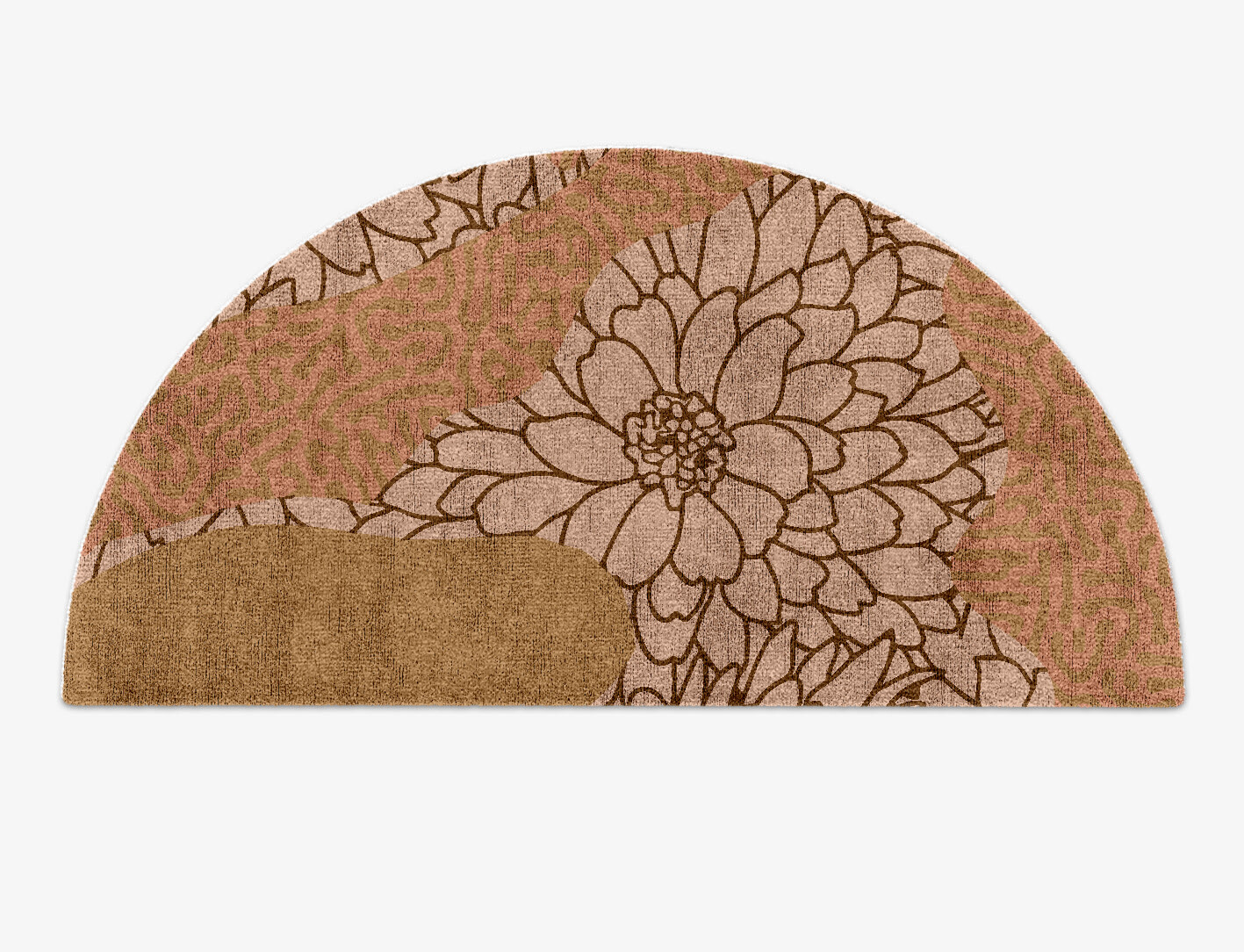 Dianthus Field of Flowers Halfmoon Hand Knotted Bamboo Silk Custom Rug by Rug Artisan