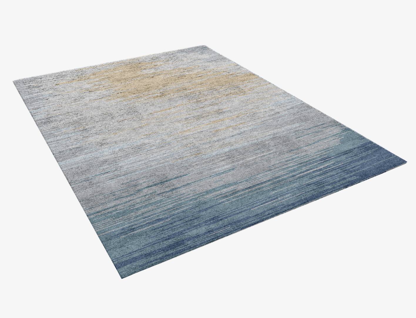 Dimday Cerulean Rectangle Hand Knotted Bamboo Silk Custom Rug by Rug Artisan