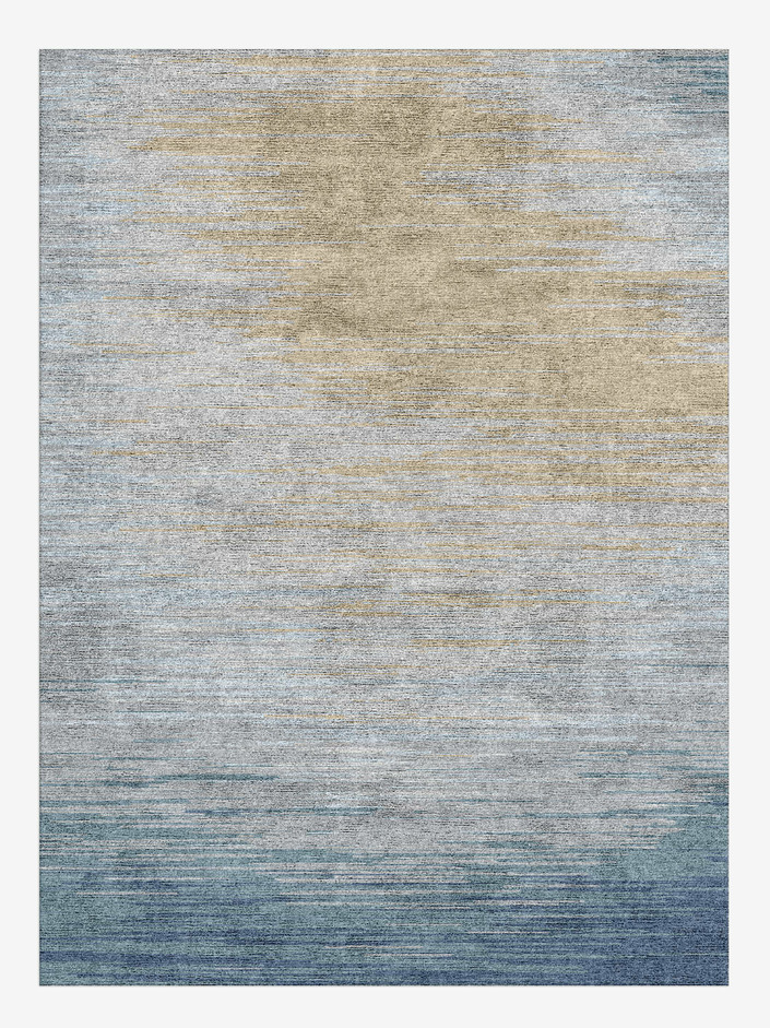 Dimday Cerulean Rectangle Hand Knotted Bamboo Silk Custom Rug by Rug Artisan