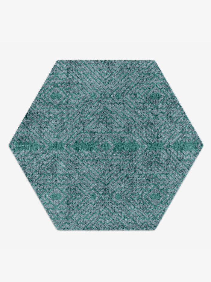 Dipper Geometric Hexagon Hand Knotted Bamboo Silk Custom Rug by Rug Artisan