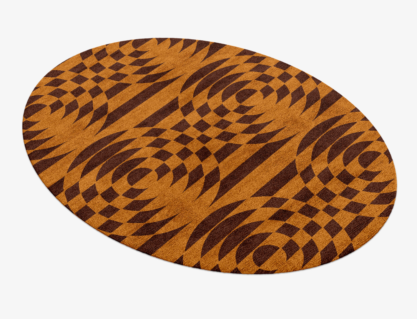 Disc Drive Geometric Oval Hand Knotted Bamboo Silk Custom Rug by Rug Artisan