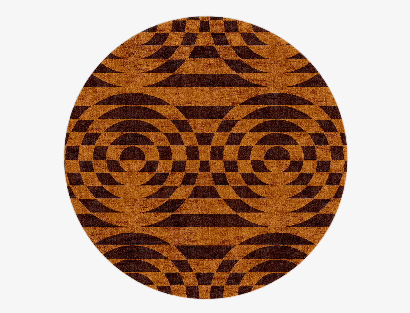 Disc Drive Modern Geometrics Round Hand Knotted Bamboo Silk Custom Rug by Rug Artisan