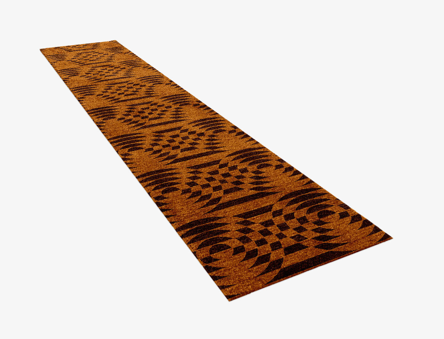 Disc Drive Modern Geometrics Runner Hand Knotted Bamboo Silk Custom Rug by Rug Artisan