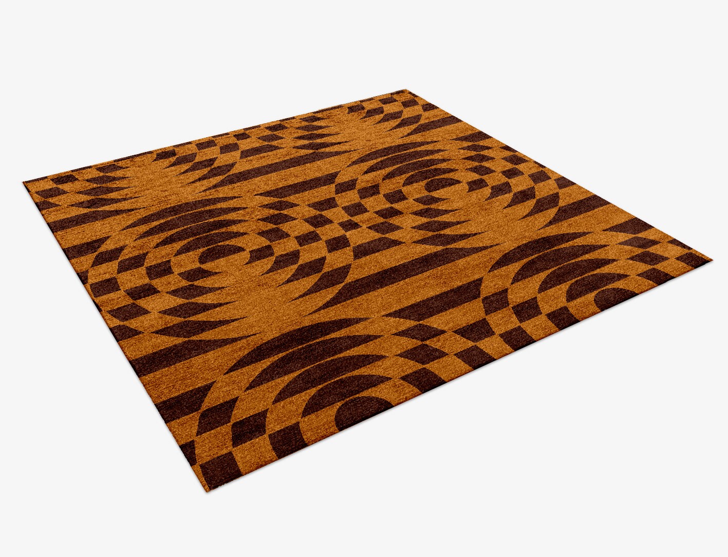 Disc Drive Geometric Square Hand Knotted Bamboo Silk Custom Rug by Rug Artisan