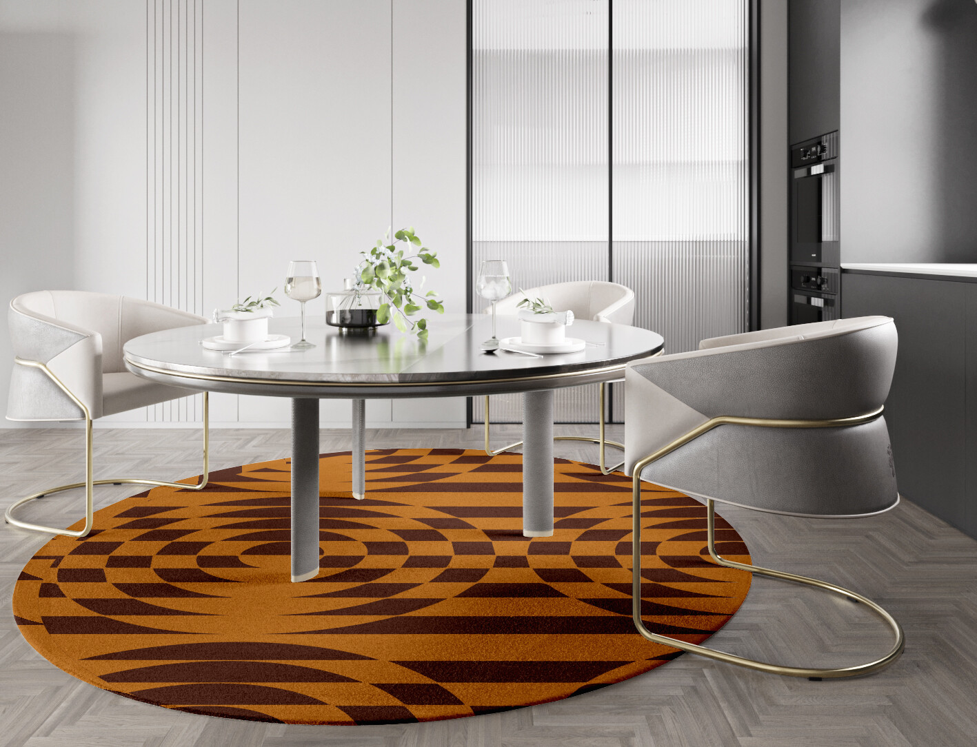 Disc Drive Geometric Round Hand Tufted Pure Wool Custom Rug by Rug Artisan