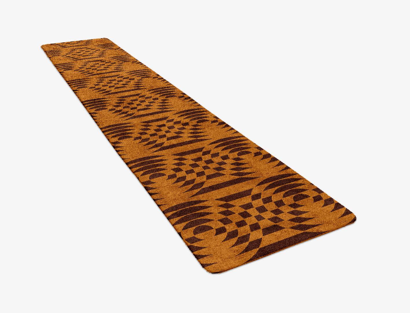 Disc Drive Modern Geometrics Runner Hand Tufted Bamboo Silk Custom Rug by Rug Artisan
