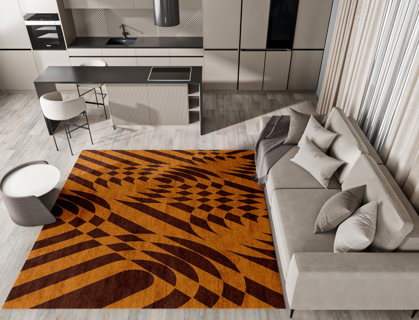 Disc Drive Geometric Square Hand Tufted Bamboo Silk Custom Rug by Rug Artisan