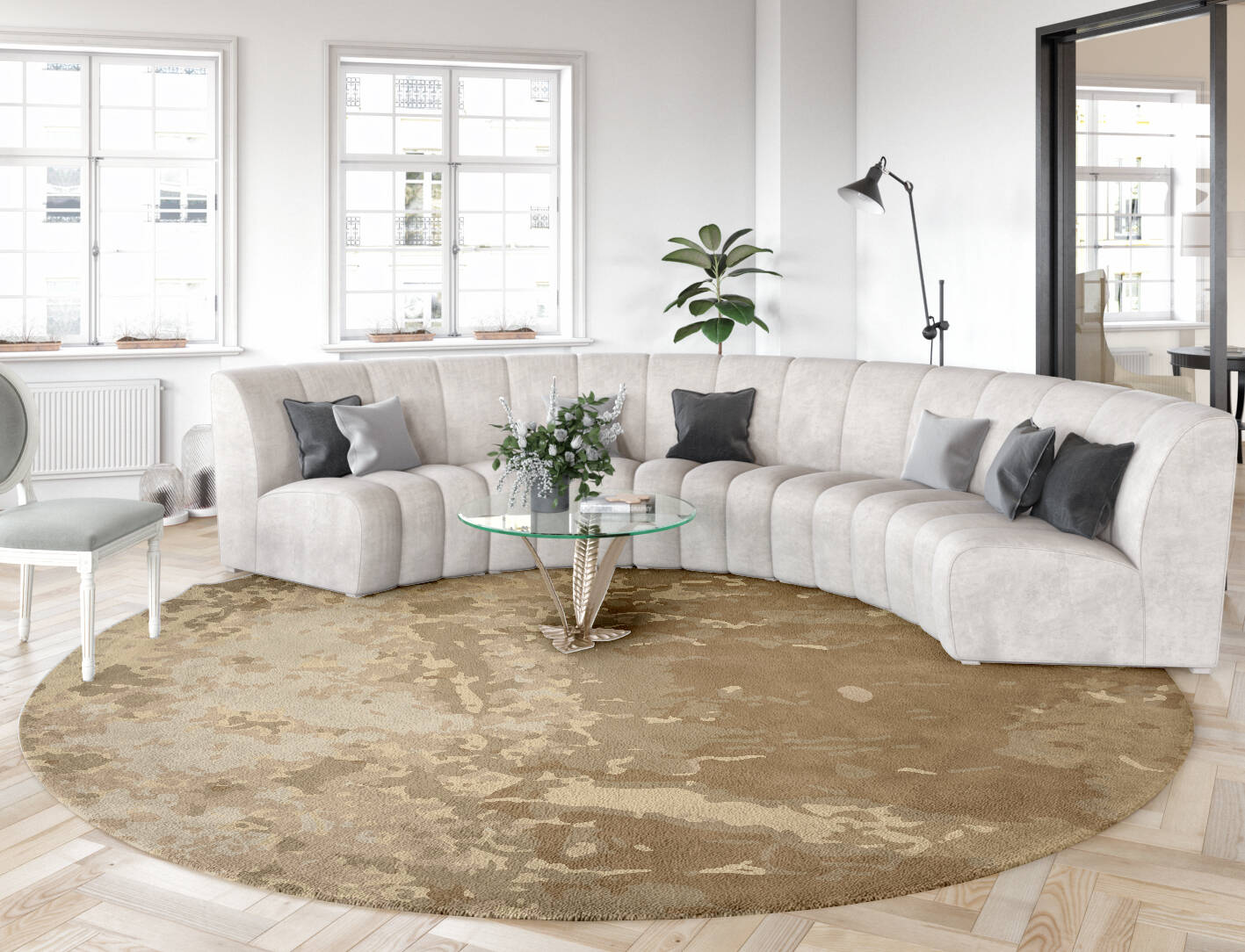 Divergence Brush Strokes Round Hand Tufted Pure Wool Custom Rug by Rug Artisan