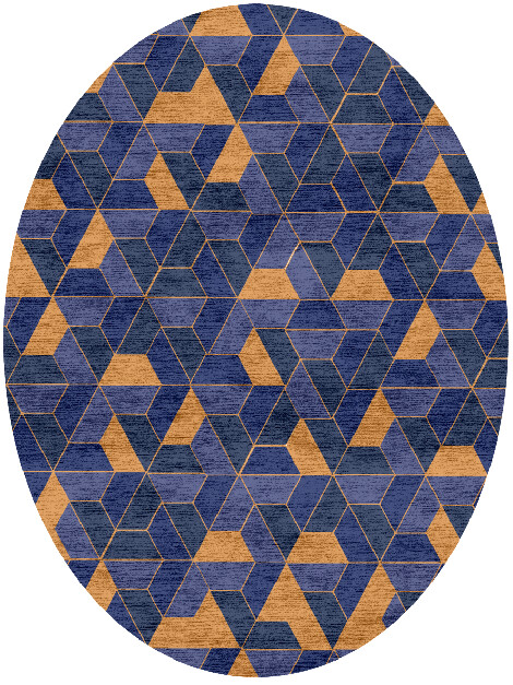 Divisions Modern Geometrics Oval Hand Knotted Bamboo Silk Custom Rug by Rug Artisan