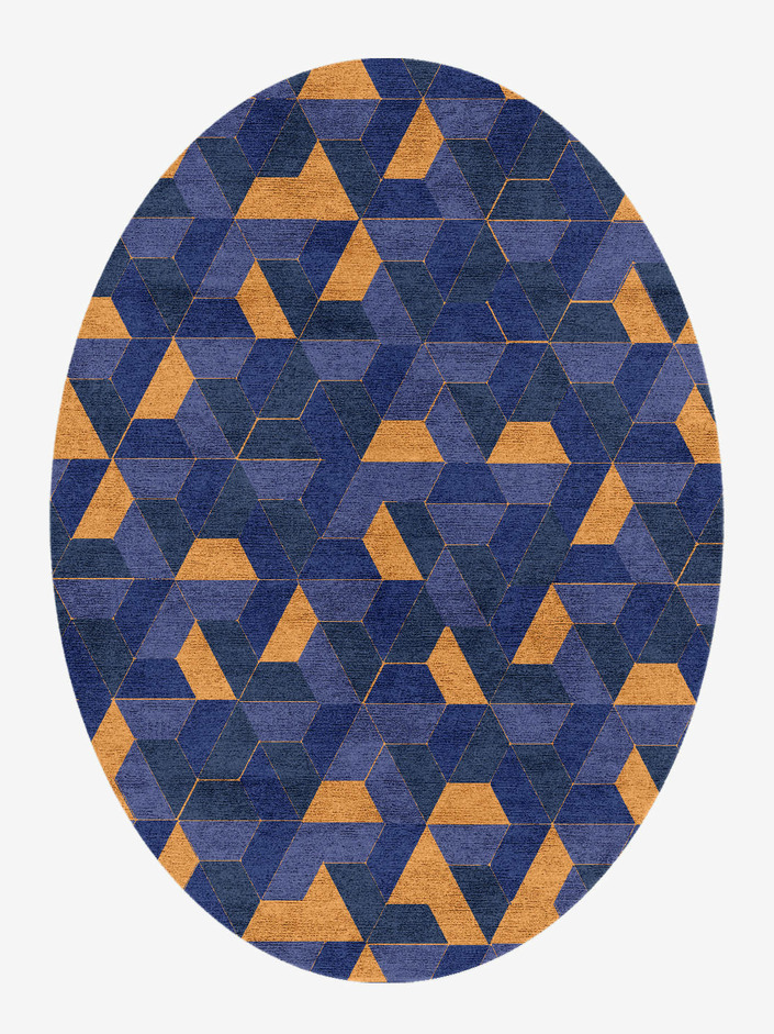 Divisions Modern Geometrics Oval Hand Knotted Bamboo Silk Custom Rug by Rug Artisan