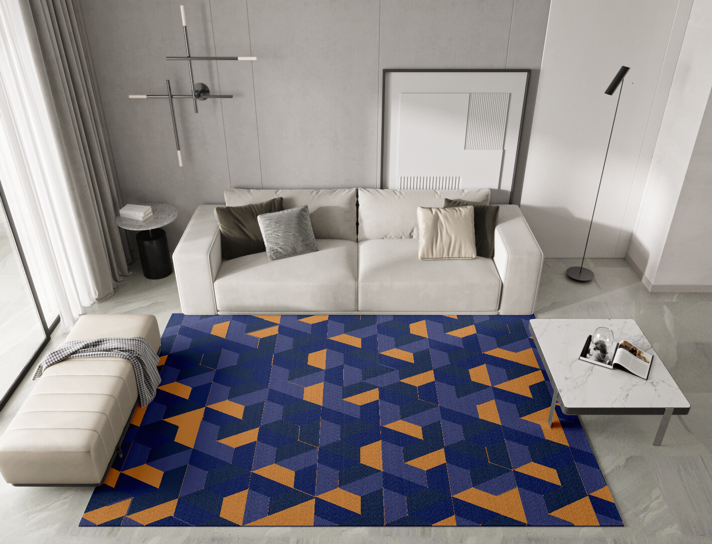 Divisions Geometric Rectangle Hand Knotted Tibetan Wool Custom Rug by Rug Artisan