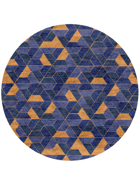 Divisions Modern Geometrics Round Hand Knotted Bamboo Silk Custom Rug by Rug Artisan