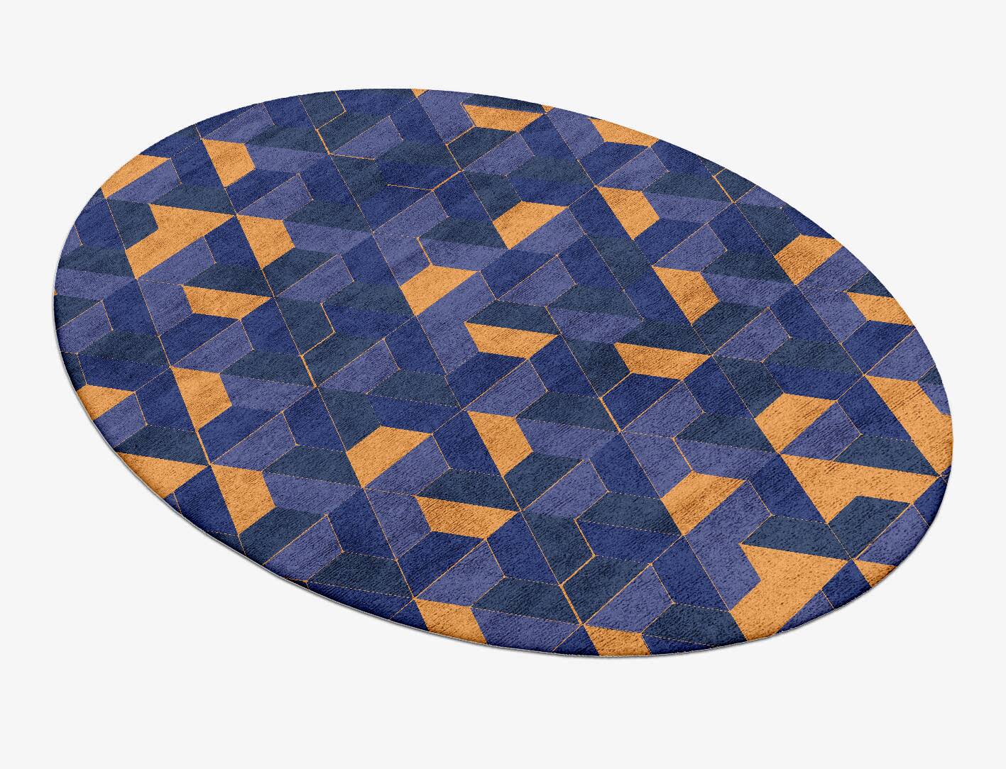 Divisions Modern Geometrics Oval Hand Tufted Bamboo Silk Custom Rug by Rug Artisan