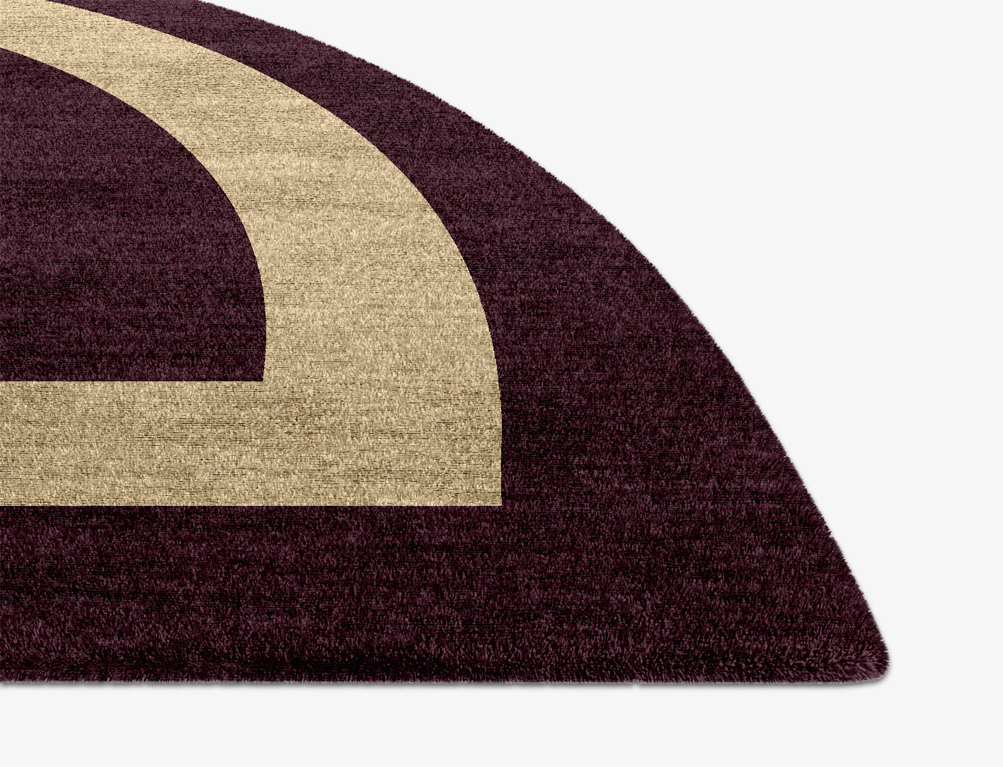 Double Border Geometric Halfmoon Hand Knotted Bamboo Silk Custom Rug by Rug Artisan