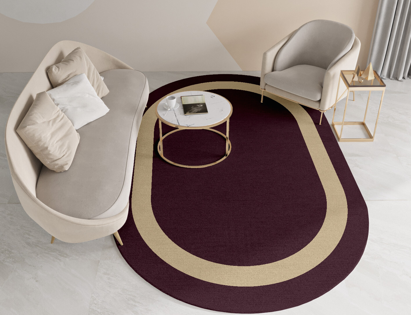 Double Border Geometric Capsule Hand Tufted Pure Wool Custom Rug by Rug Artisan