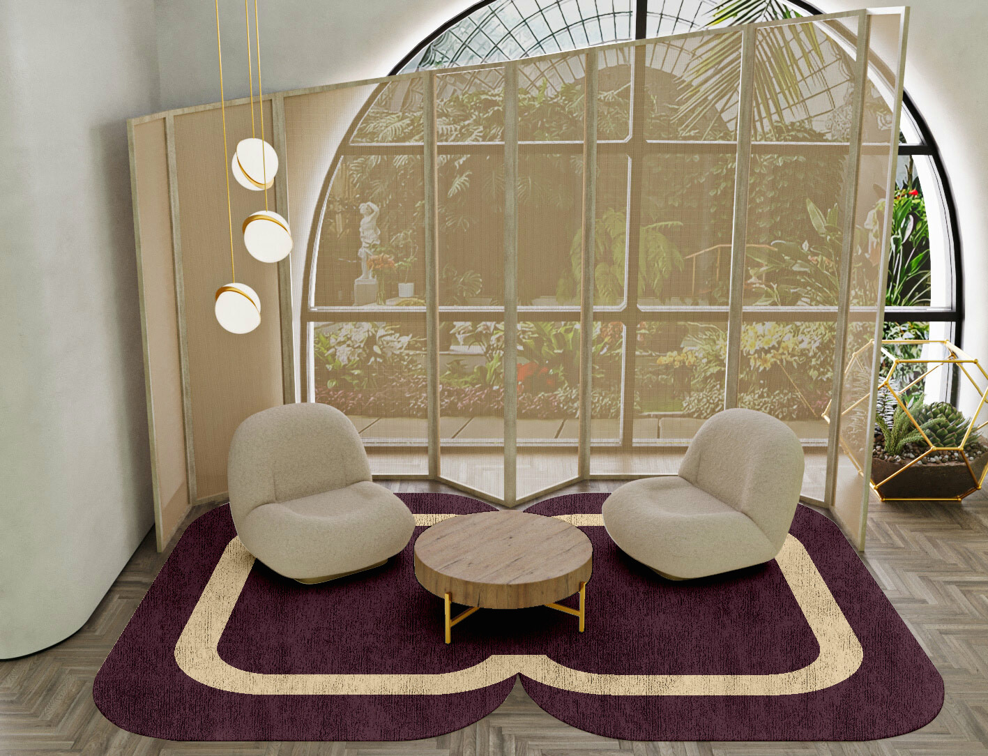 Double Border Geometric Eight Hand Tufted Bamboo Silk Custom Rug by Rug Artisan