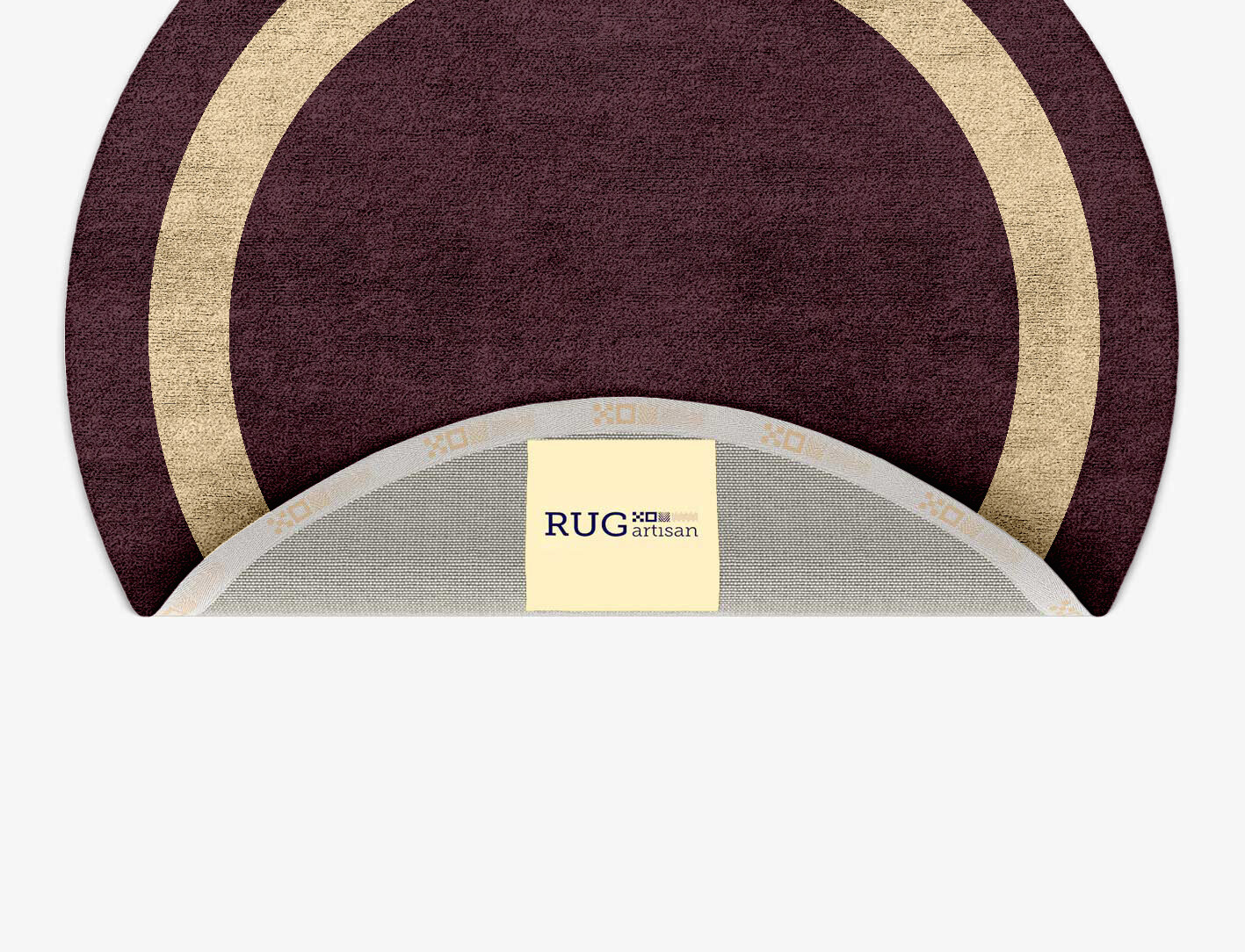 Double Border Geometric Round Hand Tufted Bamboo Silk Custom Rug by Rug Artisan