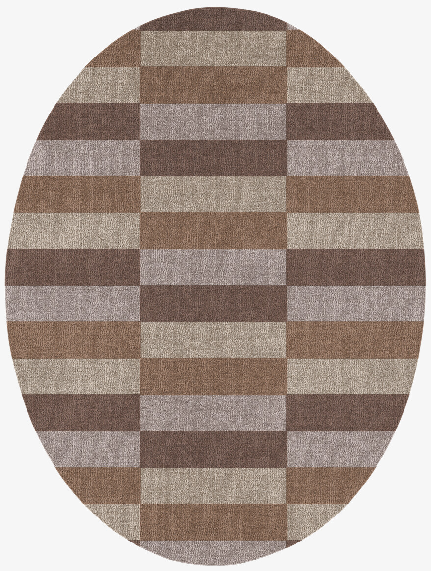 Dove Geometric Oval Flatweave New Zealand Wool Custom Rug by Rug Artisan