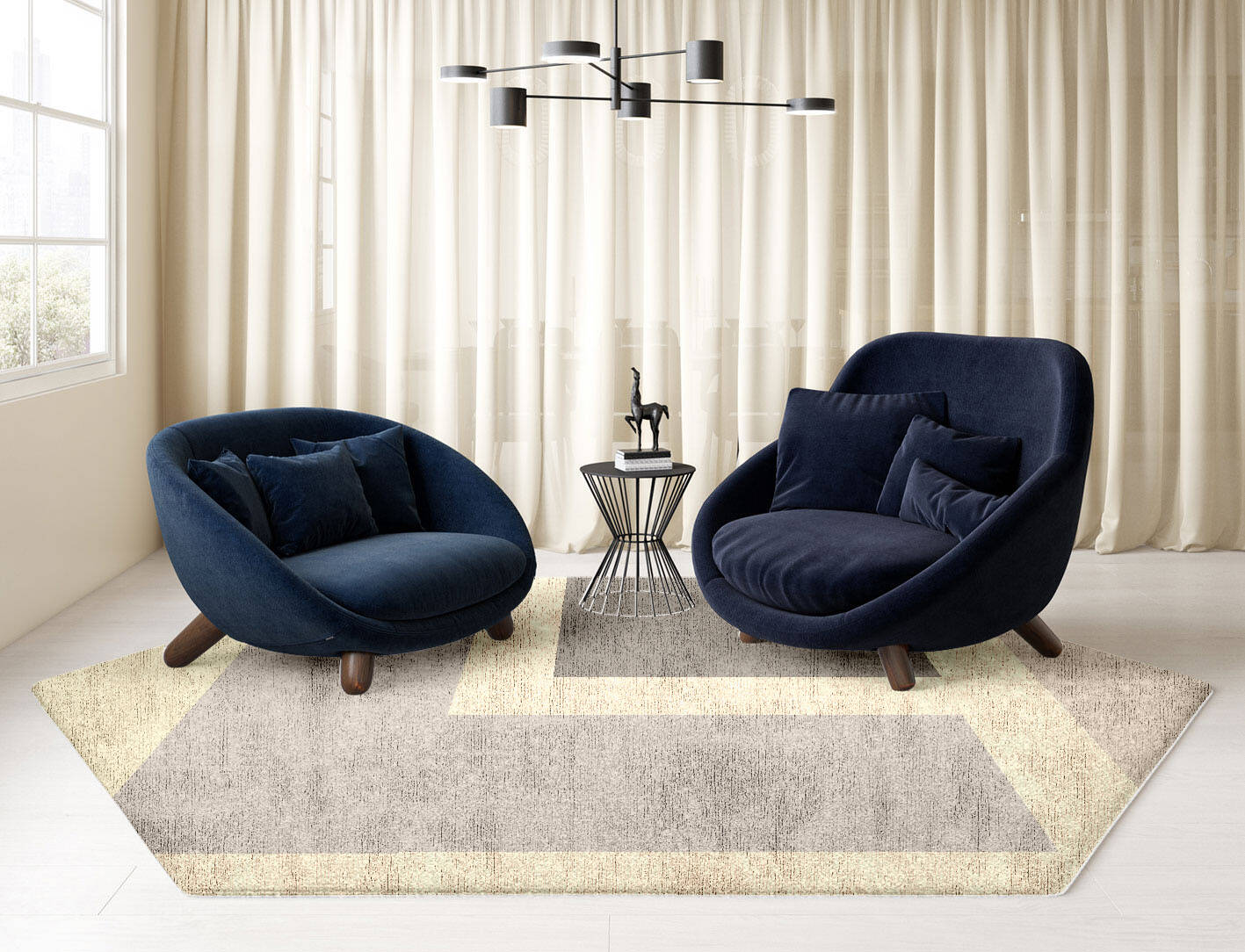 Dowie  Hexagon Hand Knotted Bamboo Silk Custom Rug by Rug Artisan