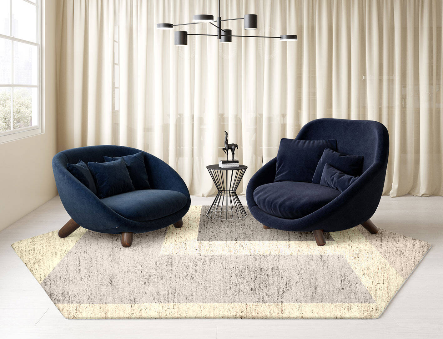 Dowie  Hexagon Hand Tufted Bamboo Silk Custom Rug by Rug Artisan