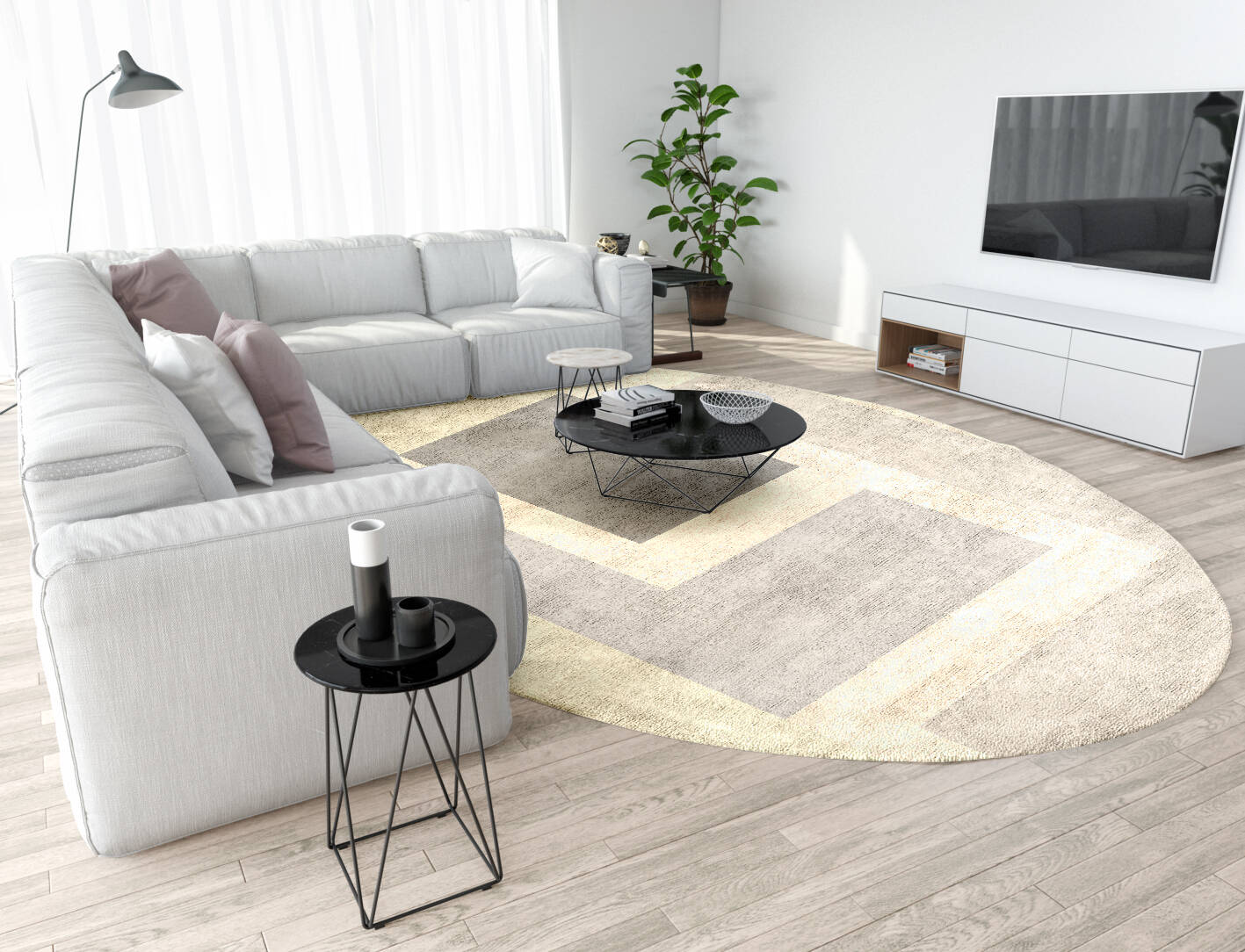 Dowie  Oval Hand Tufted Bamboo Silk Custom Rug by Rug Artisan