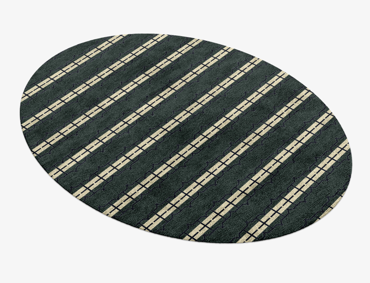 Drome Geometric Oval Hand Knotted Bamboo Silk Custom Rug by Rug Artisan