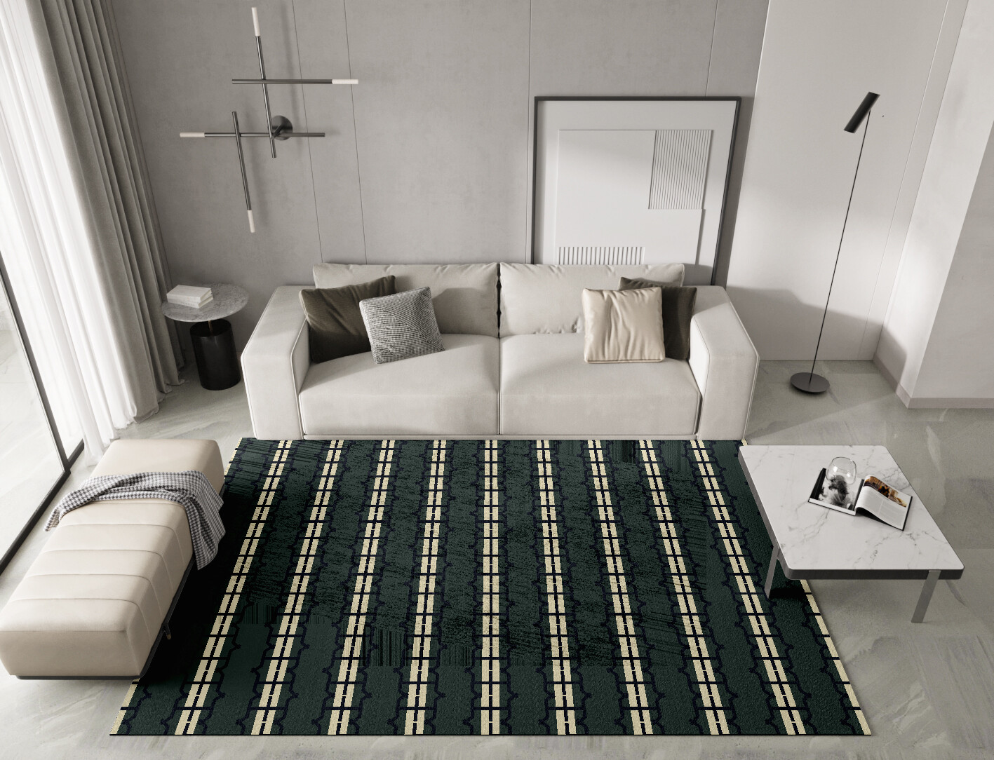 Drome Geometric Rectangle Hand Knotted Bamboo Silk Custom Rug by Rug Artisan