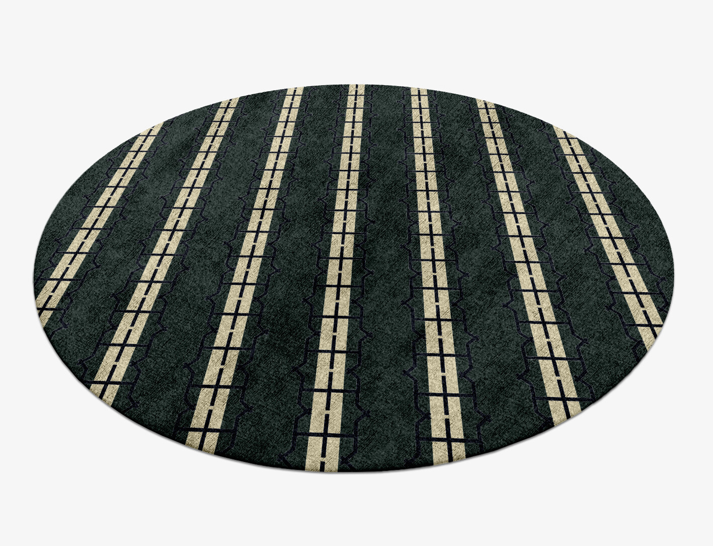 Drome Geometric Round Hand Knotted Bamboo Silk Custom Rug by Rug Artisan