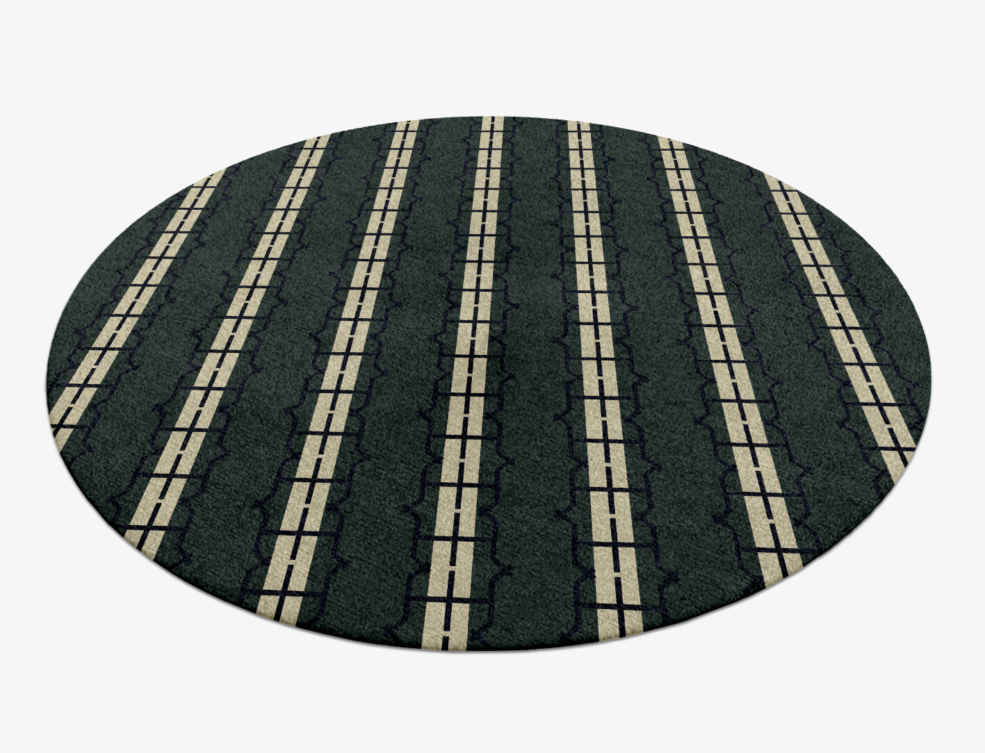 Drome Geometric Round Hand Knotted Tibetan Wool Custom Rug by Rug Artisan