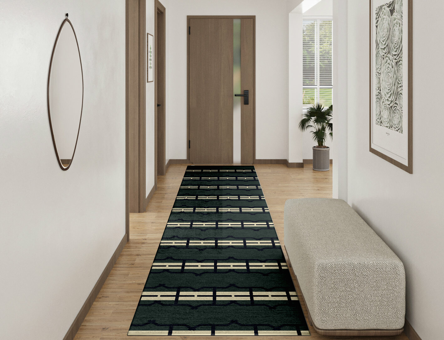Drome Geometric Runner Hand Knotted Bamboo Silk Custom Rug by Rug Artisan