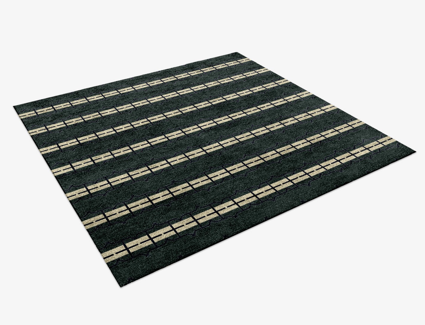 Drome Geometric Square Hand Knotted Bamboo Silk Custom Rug by Rug Artisan