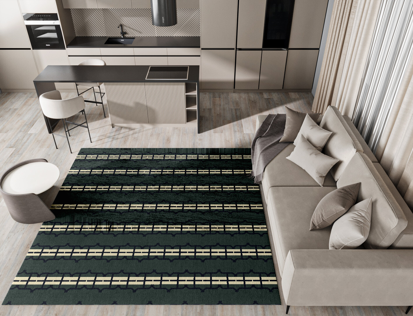 Drome Geometric Square Hand Knotted Bamboo Silk Custom Rug by Rug Artisan