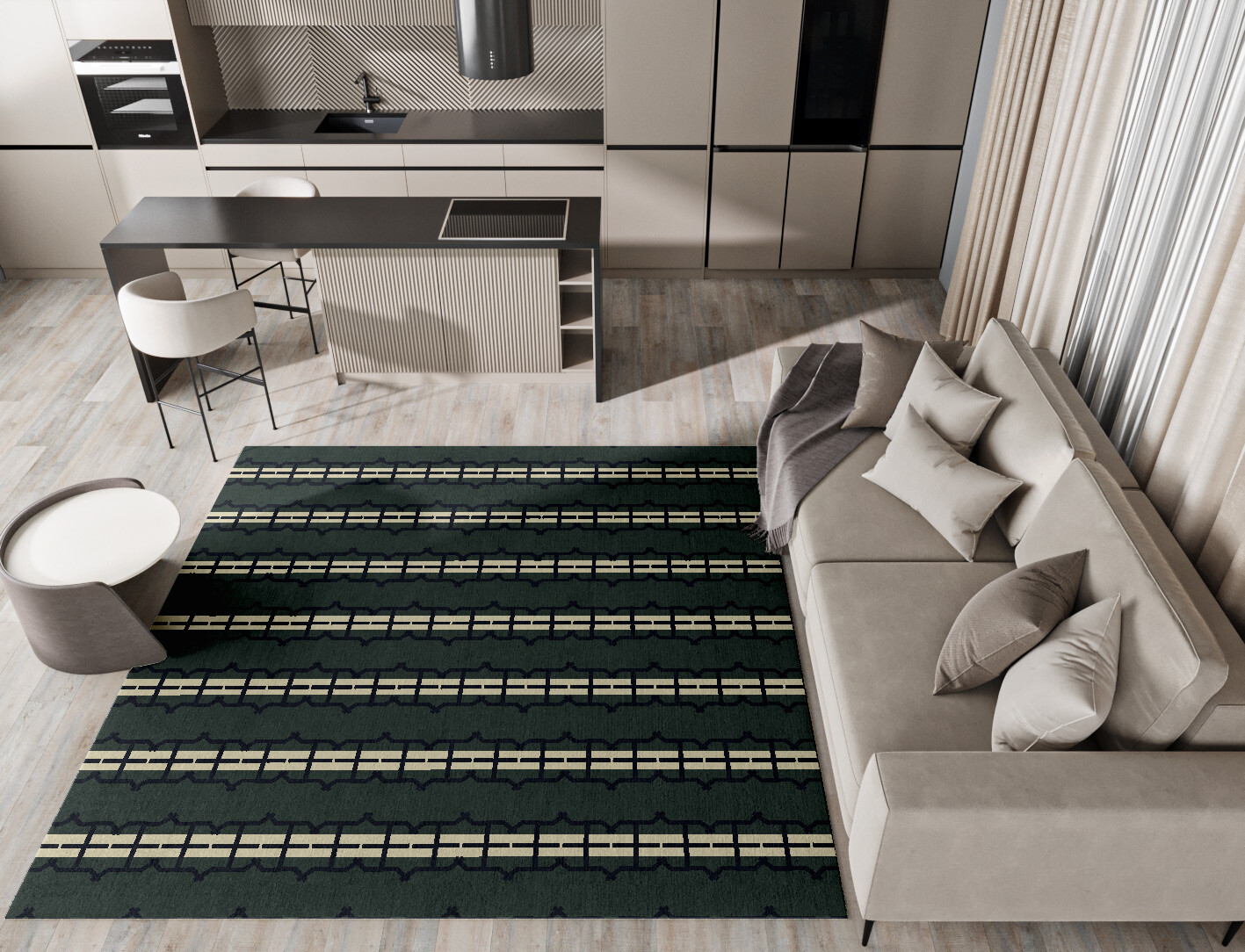 Drome Geometric Square Hand Knotted Tibetan Wool Custom Rug by Rug Artisan