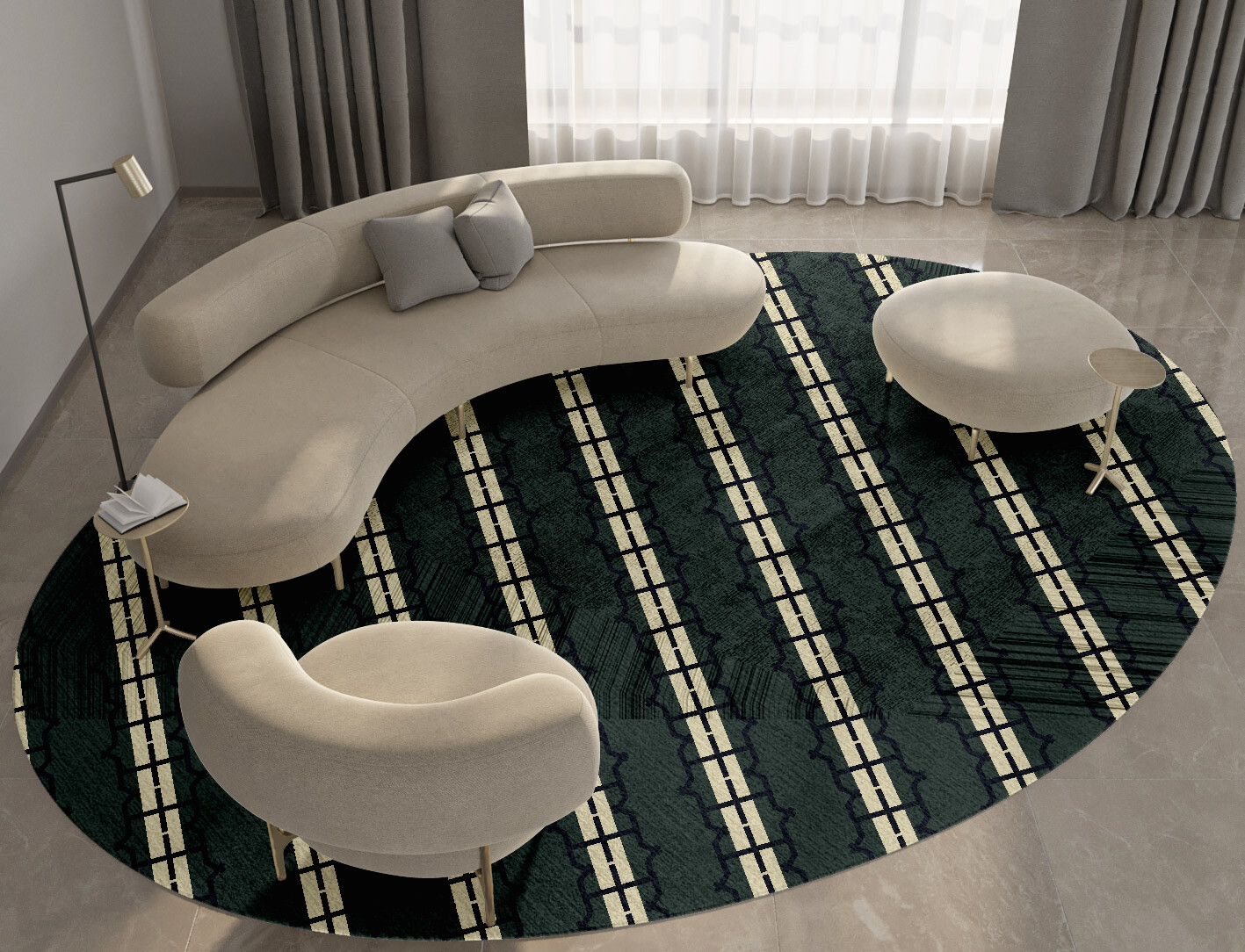 Drome Geometric Oval Hand Tufted Bamboo Silk Custom Rug by Rug Artisan