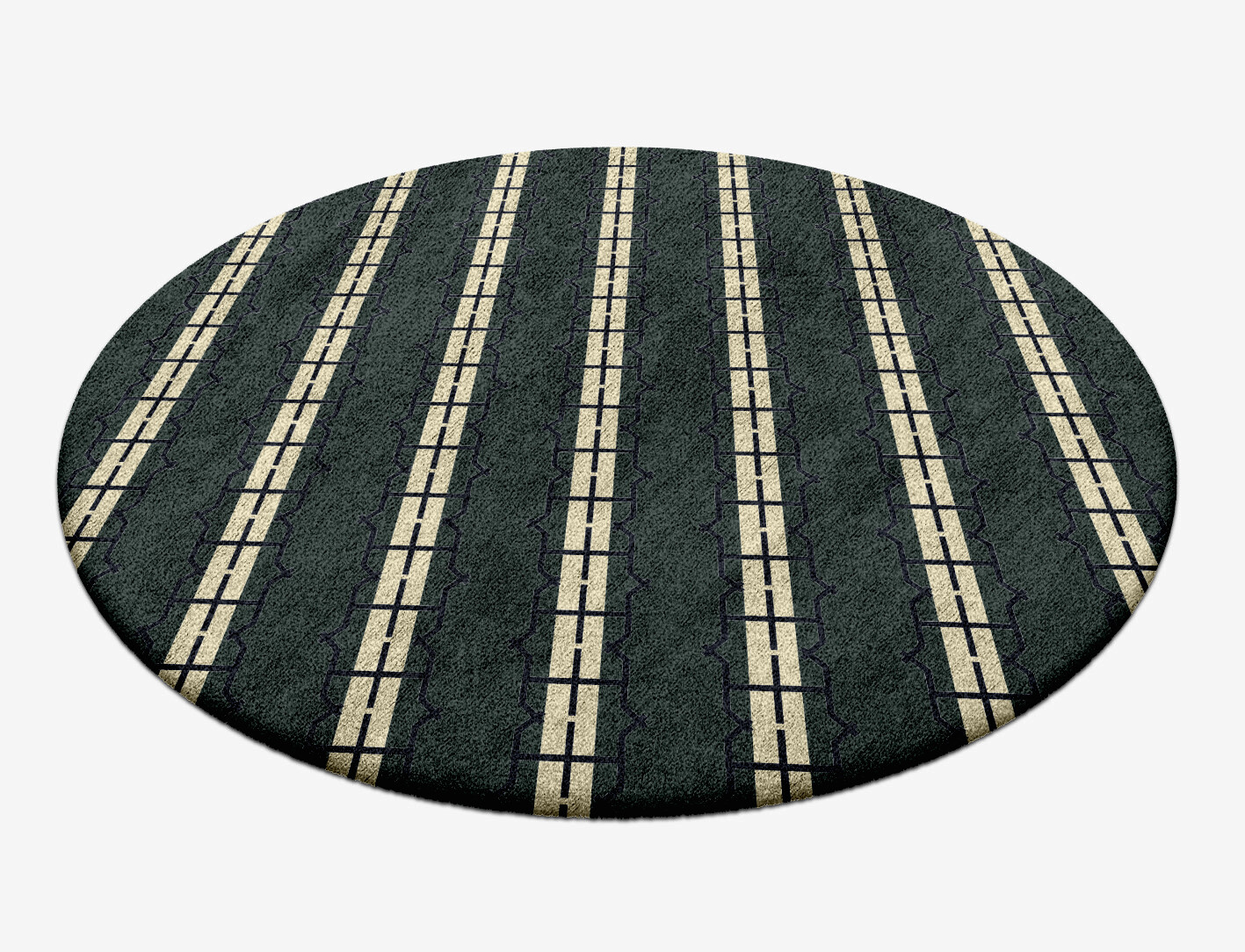 Drome Geometric Round Hand Tufted Bamboo Silk Custom Rug by Rug Artisan
