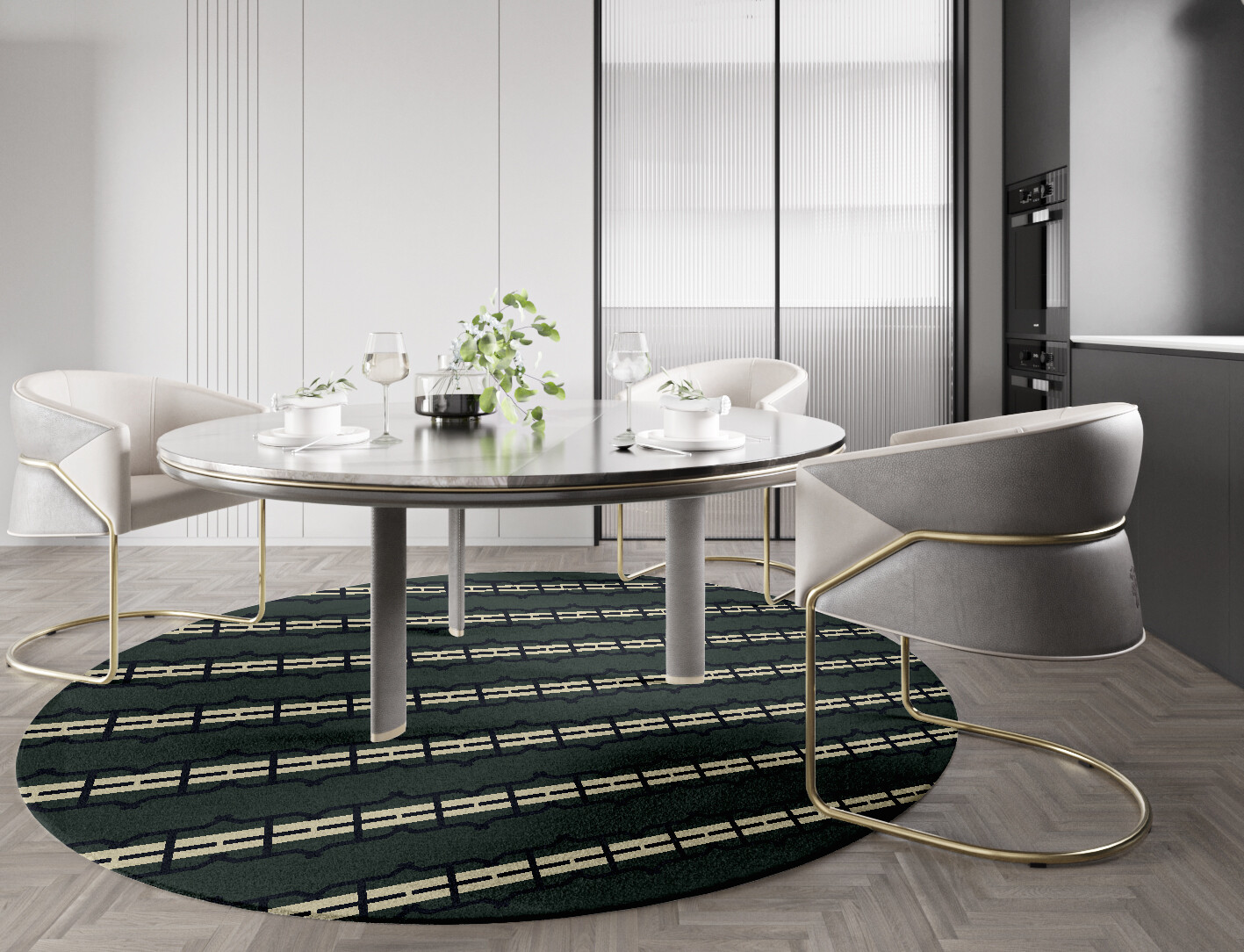 Drome Geometric Round Hand Tufted Pure Wool Custom Rug by Rug Artisan