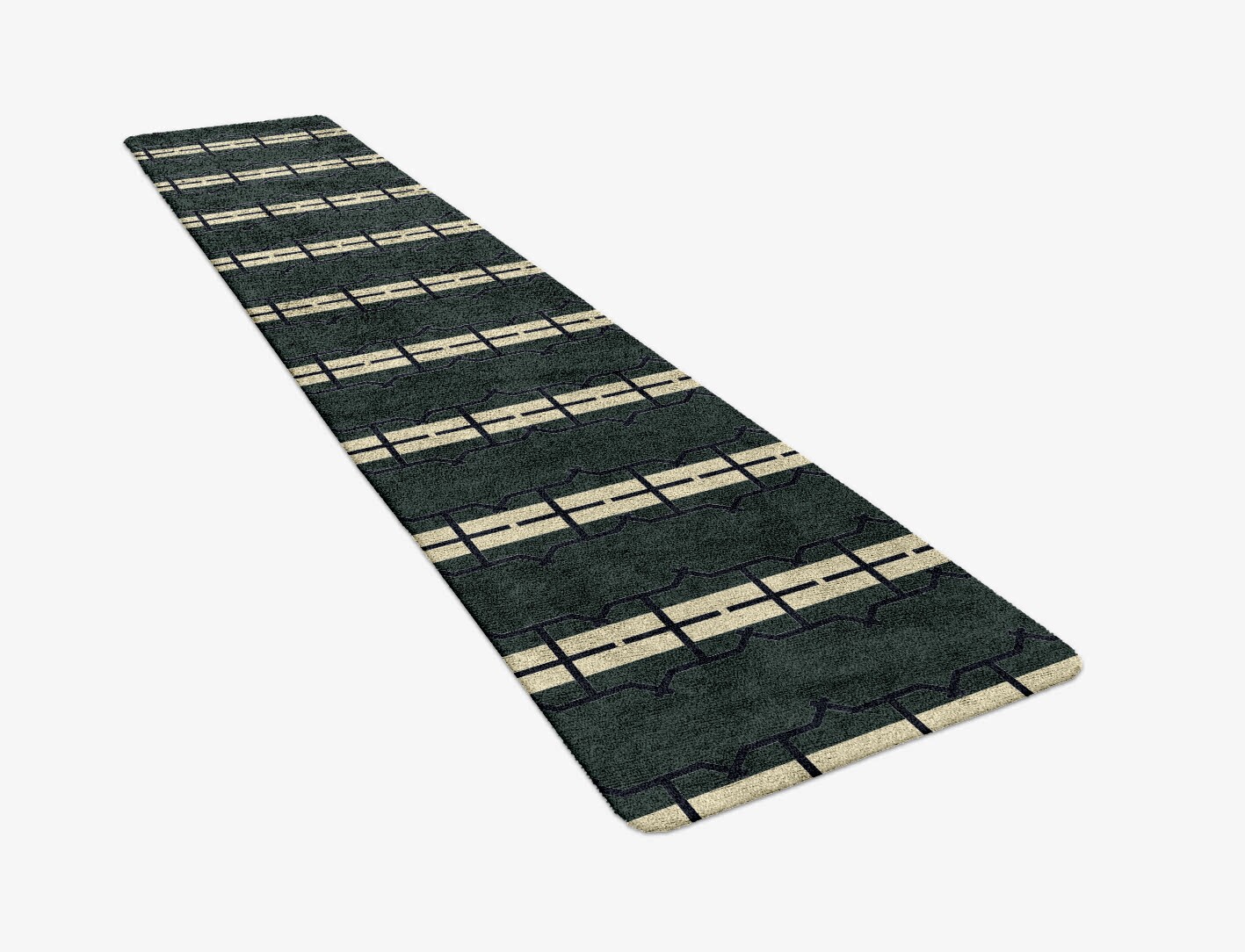 Drome Geometric Runner Hand Tufted Bamboo Silk Custom Rug by Rug Artisan
