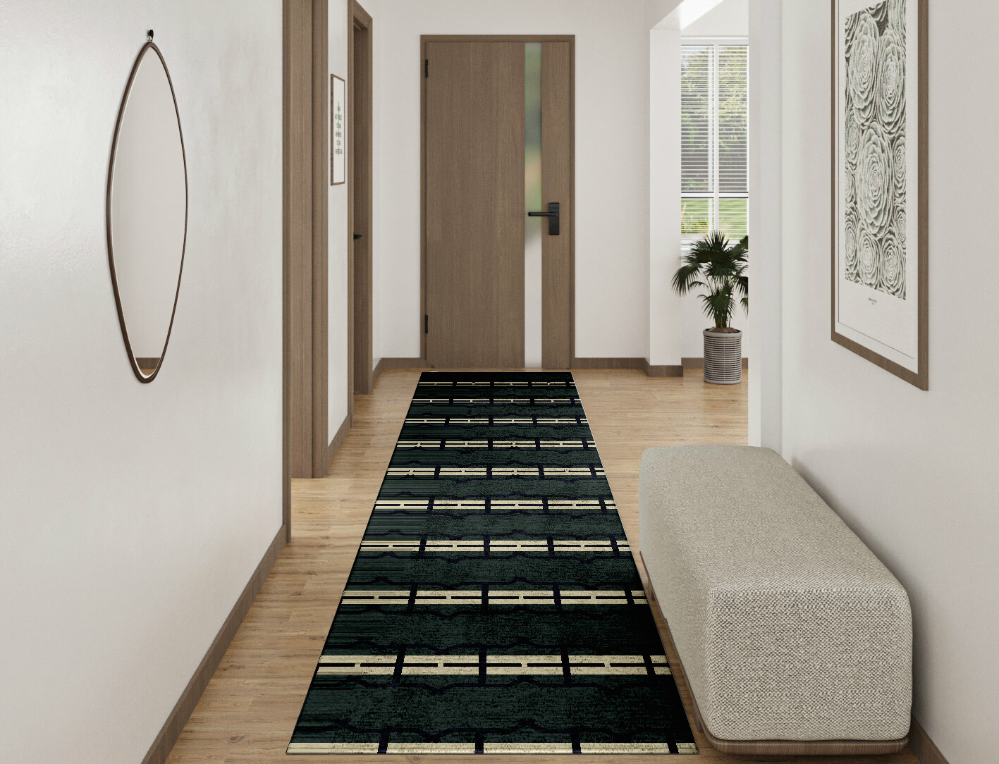 Drome Geometric Runner Hand Tufted Bamboo Silk Custom Rug by Rug Artisan