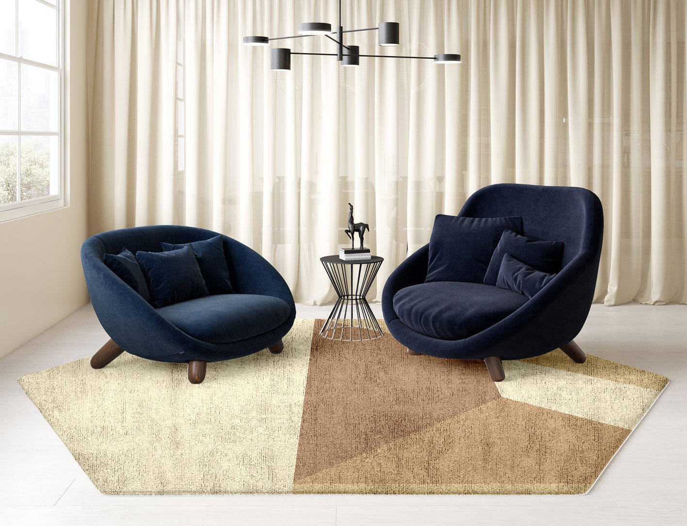 Druxy  Hexagon Hand Knotted Bamboo Silk Custom Rug by Rug Artisan
