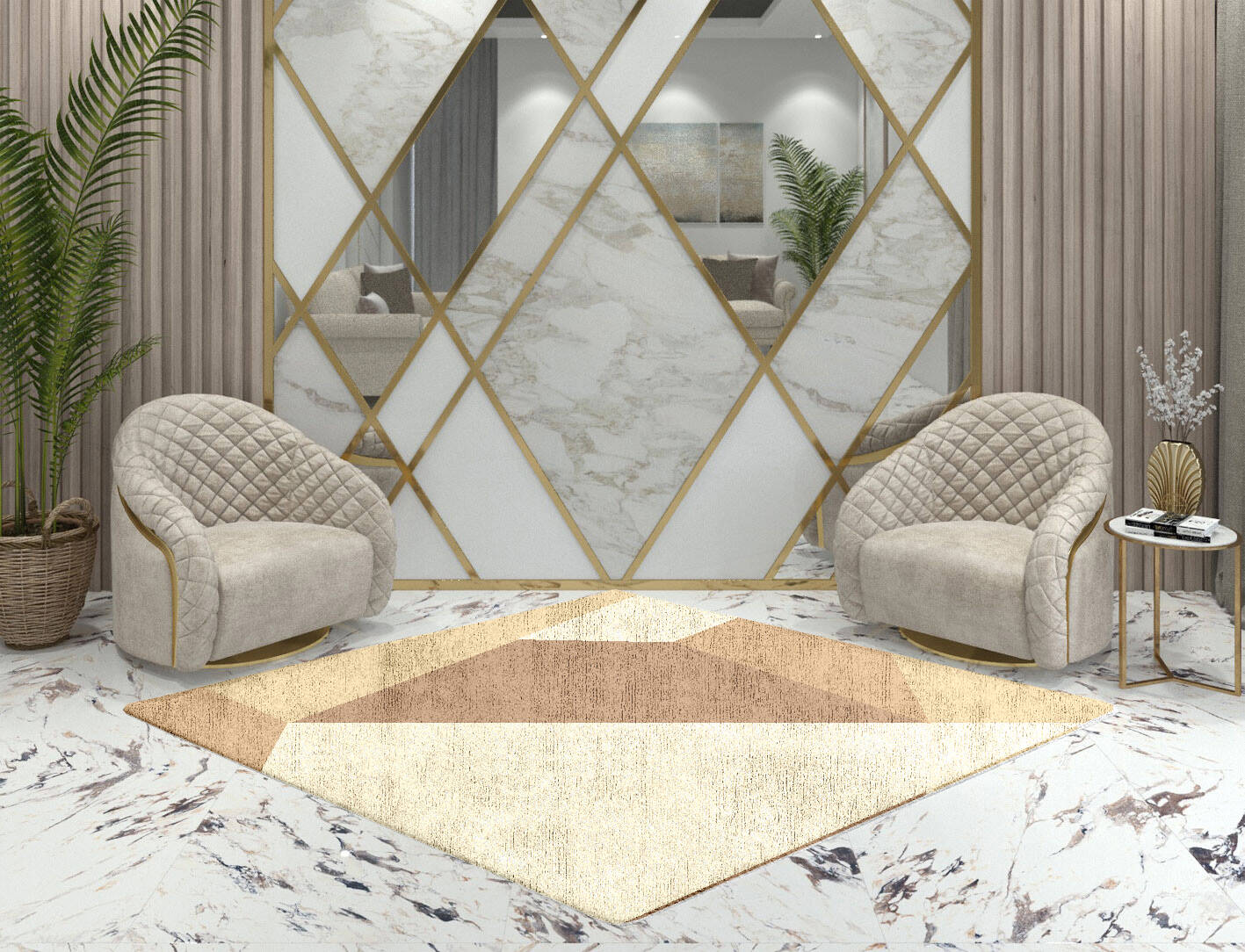 Druxy  Diamond Hand Tufted Bamboo Silk Custom Rug by Rug Artisan