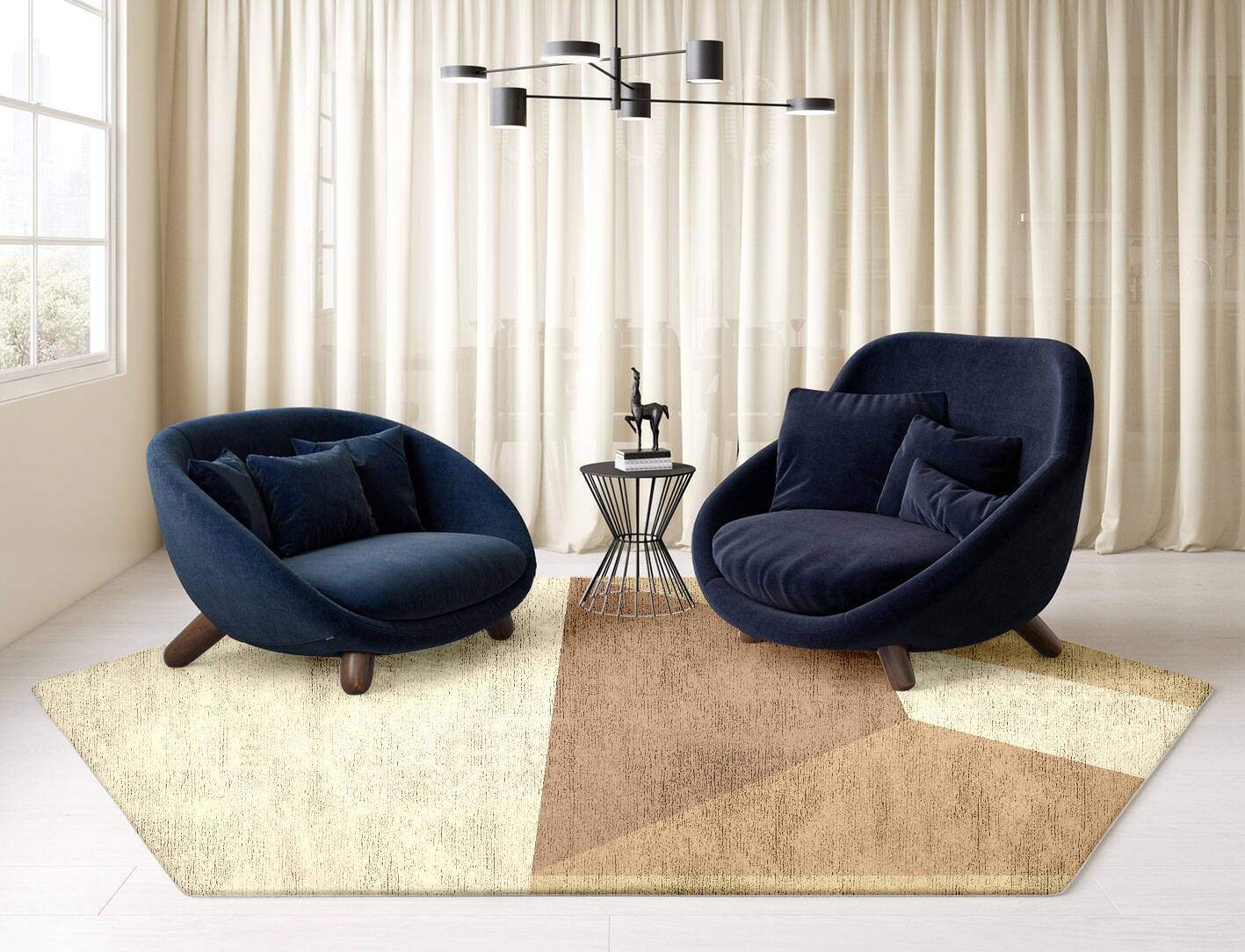 Druxy  Hexagon Hand Tufted Bamboo Silk Custom Rug by Rug Artisan
