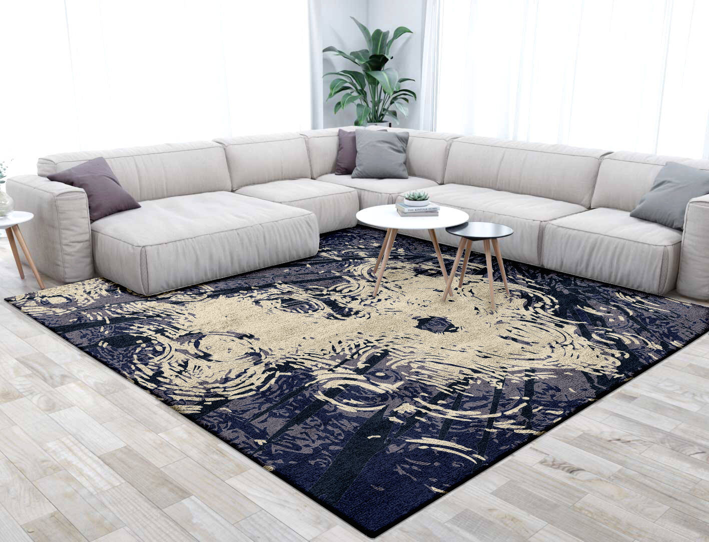 Duende Abstract Square Hand Tufted Bamboo Silk Custom Rug by Rug Artisan